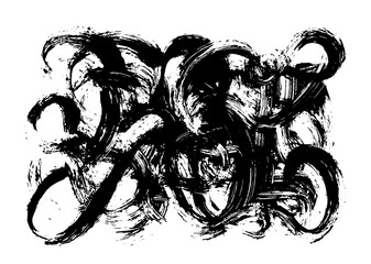 Grunge brush strokes abstract curve background. Freehand drawing poster. Vector. Illustration. Isolated on white background.