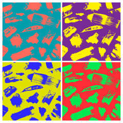 Fototapeta na wymiar Set of Abstract vector creative seamless pattern with brush strokes. Colorful background for printing brochure, poster, card, print, textile, magazines, sportswear. Vector illustration.