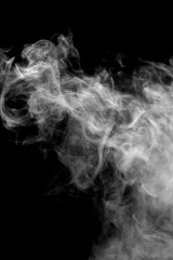 isolated smoke, abstract powder, water spray on black background.