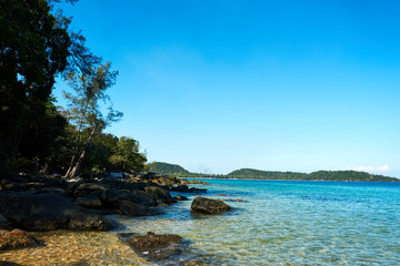 Beach in koh rong cambodia with sea in background