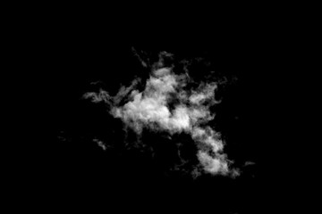 White cloud isolated on black background, Fluffy texture , Abstract smoke
