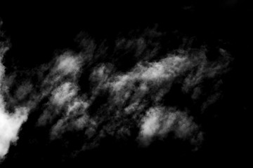 White cloud isolated on black background, Fluffy texture , Abstract smoke