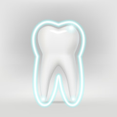 Dental illustration of a tooth, on a gray background. Vector