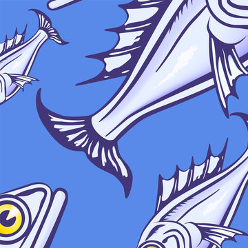 Seamless vector with fishes