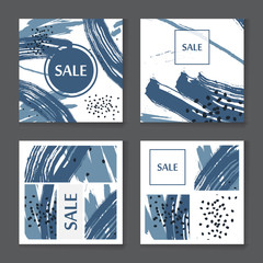 Set of colorful hand drawn universal cards and posters. Great texture design for birthday, wedding, date, sale, anniversary invitations, cards, posters, flyers, banners with a place for your text.