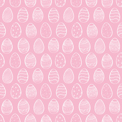 Seamless background for happy Easter. Decorative easter eggs with pattern. Vector.