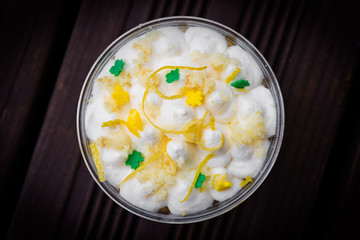 Yellow dessert with lemon
