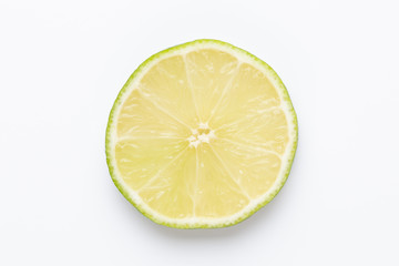Composition with fresh ripe limes on light background, top view