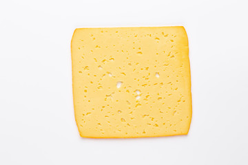 Cheese slice on white background.