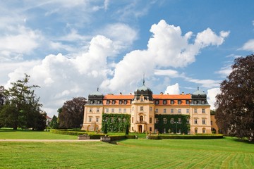 Summer front view on Castle Lany in Czech Republic, residence of President.