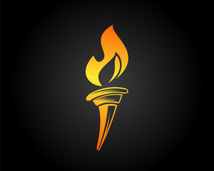 fire up torch on dark background logo design inspiration