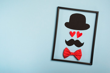 Male Silhouette, Mustache, Glasses and Hat, Intelligent Man