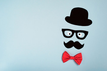 Male Silhouette, Mustache, Glasses and Hat, Intelligent Man