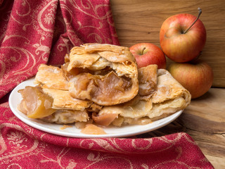 Slices of mouth watering rustic apple pie