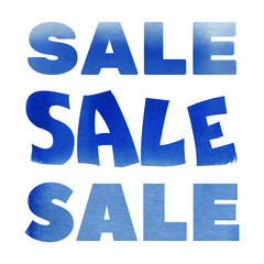 Sale. Set of blue  words 