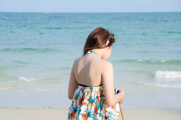 asian women portrait on beach