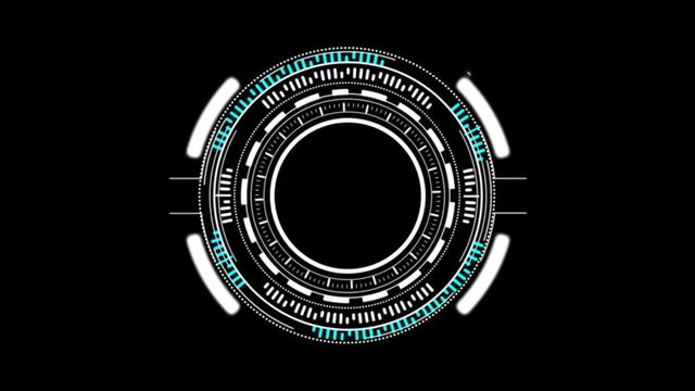 Circle hud head up display interface element for futuristic cyber technology concept with dark and grain processed