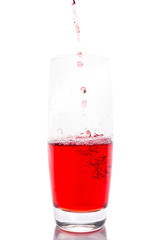 Cherry juice on white background