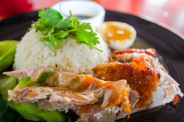 rice with crispy meat and coriander