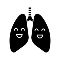 Smiling human lungs glyph icon