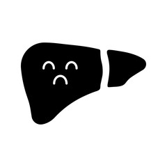 Sad liver glyph icon