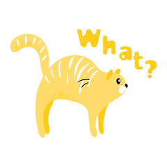 vector color funny cute cartoon cat on white background