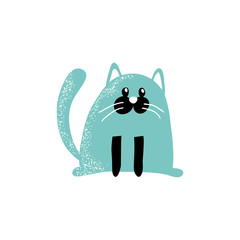 vector color funny cute cartoon cat on white background