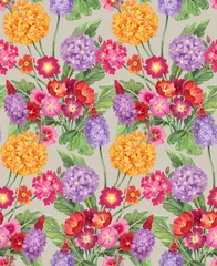 Behang Primrose flowers seamless background pattern version 5 © Lebedeus