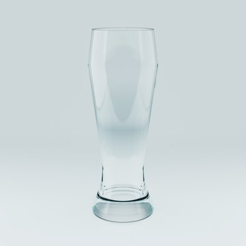 Realistic Template Of An Empty Transparent Glass. 3D Illustration.