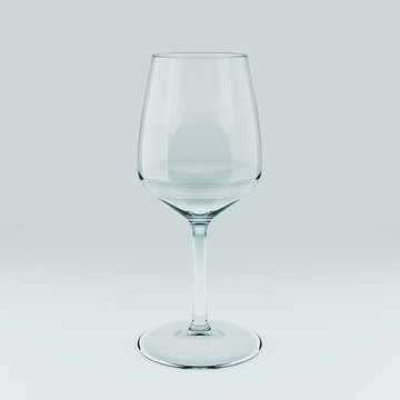 Realistic Template Of An Empty Transparent Glass. 3D Illustration.