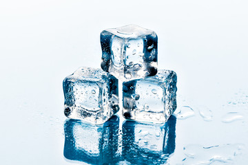 ice cubes on white background.