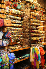 Traditional souvenir shop with jewelry and textile accessories in Grand Bazaar Istanbul