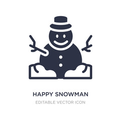 happy snowman icon on white background. Simple element illustration from Christmas concept.