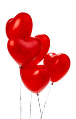 Obraz na płótnie Canvas Air Balloons. Bunch of red heart shaped foil balloons