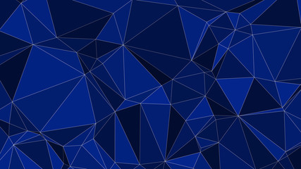 Abstract triangles dark blue background, vector shapes random size connected