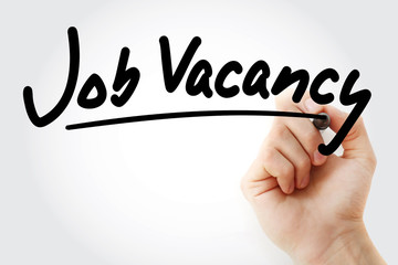 Job Vacancy text with marker, business concept background