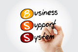 BSS - Business Support System, acronym with marker, background concept