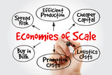 Economies of scale mind map with marker, flowchart business concept for presentations and reports