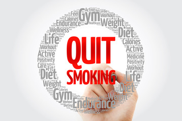 Quit Smoking word cloud collage with marker, health concept background