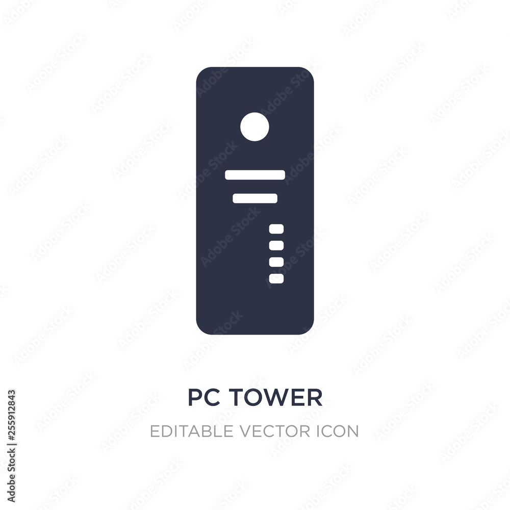 Aufkleber pc tower icon on white background. simple element illustration from computer concept.