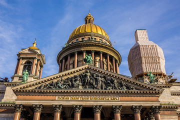 Saint Isaac's Cathedral, ornate religious edifice with gold dome - Saint Petersburg, Russia