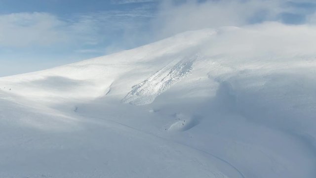 big avalanche in a ski resort