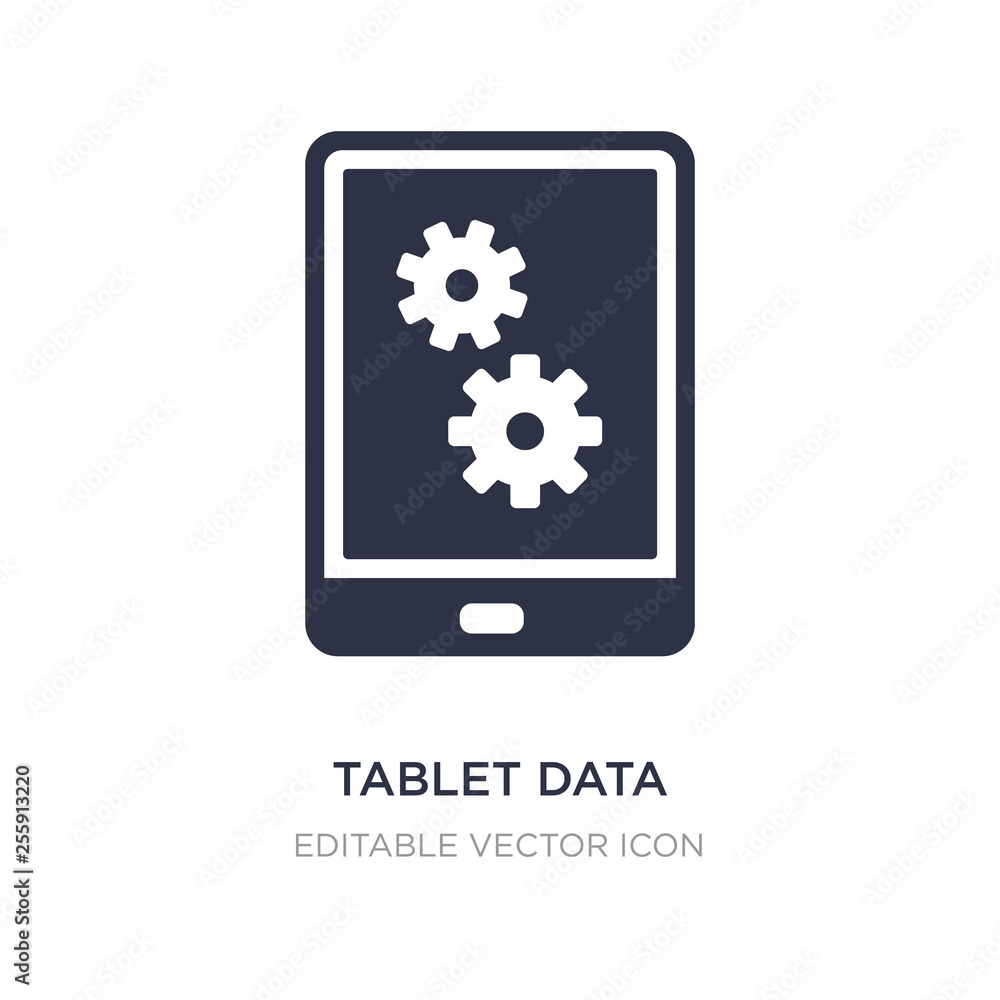 Poster tablet data settings icon on white background. simple element illustration from computer concept.