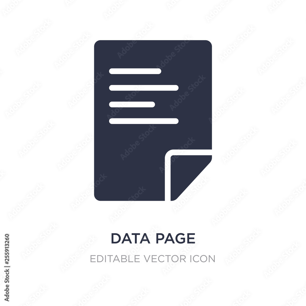 Poster data page icon on white background. simple element illustration from computer concept.