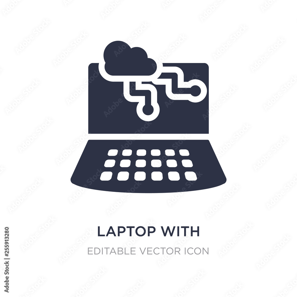 Poster laptop with cloud data icon on white background. simple element illustration from computer concept.