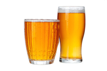 Beer glasses full close up isolated on white