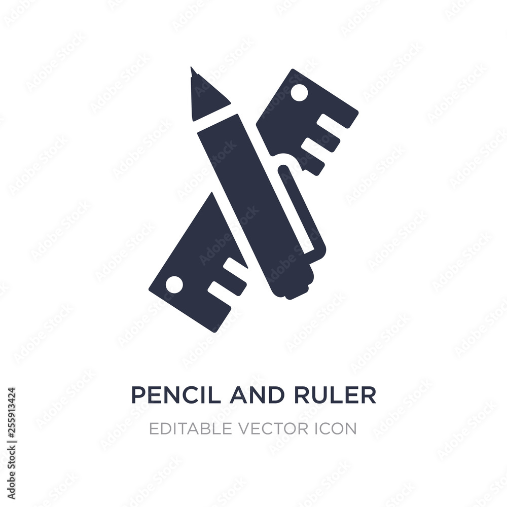 Poster pencil and ruler icon on white background. simple element illustration from construction and tools c