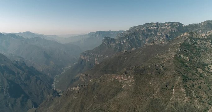 Aerial shot of the Urique Canon in Divisadero, Copper Canyon Region, Chihuahua.