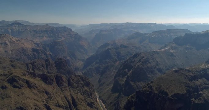 Aerial drone shot of the epic Urique Canyon in Divisadero, Copper Canyon Region, Chihuahua.