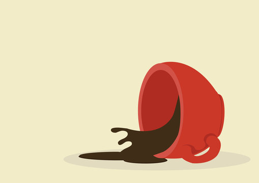 Spilled Coffee Red Cup Vector